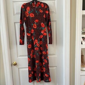Free People Leopard & Floral Print Maxi Dress NWT